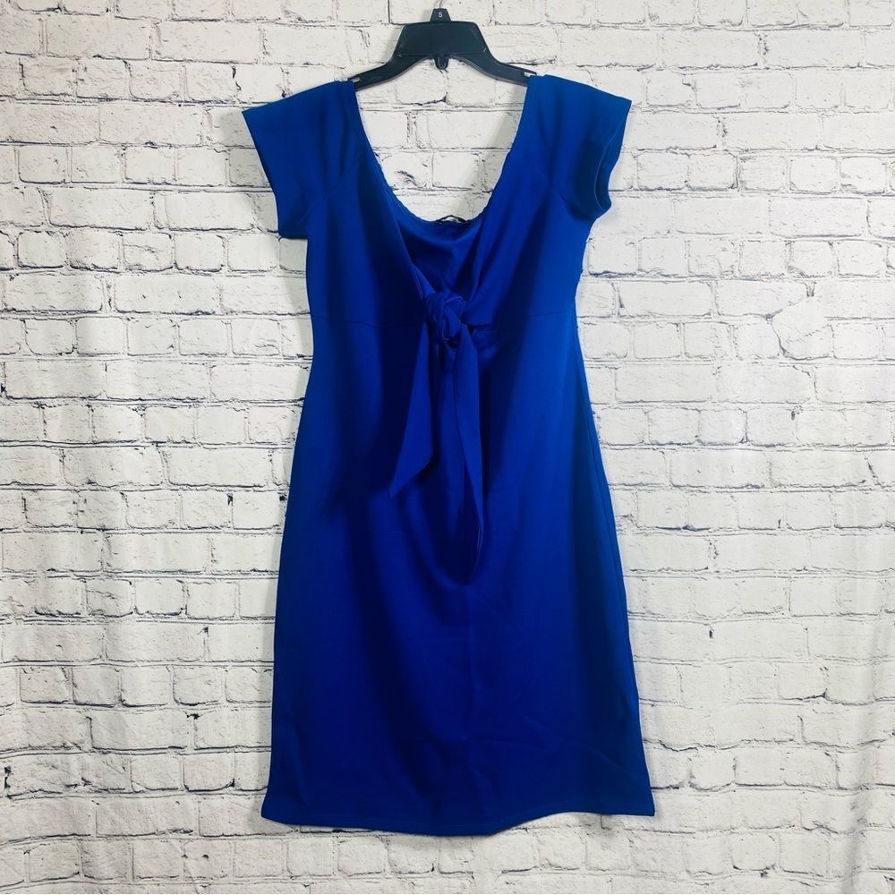 Bebe Women’s Knot-Front Blue Pull Over Short Sleeve Mini Dress Size 14‎
